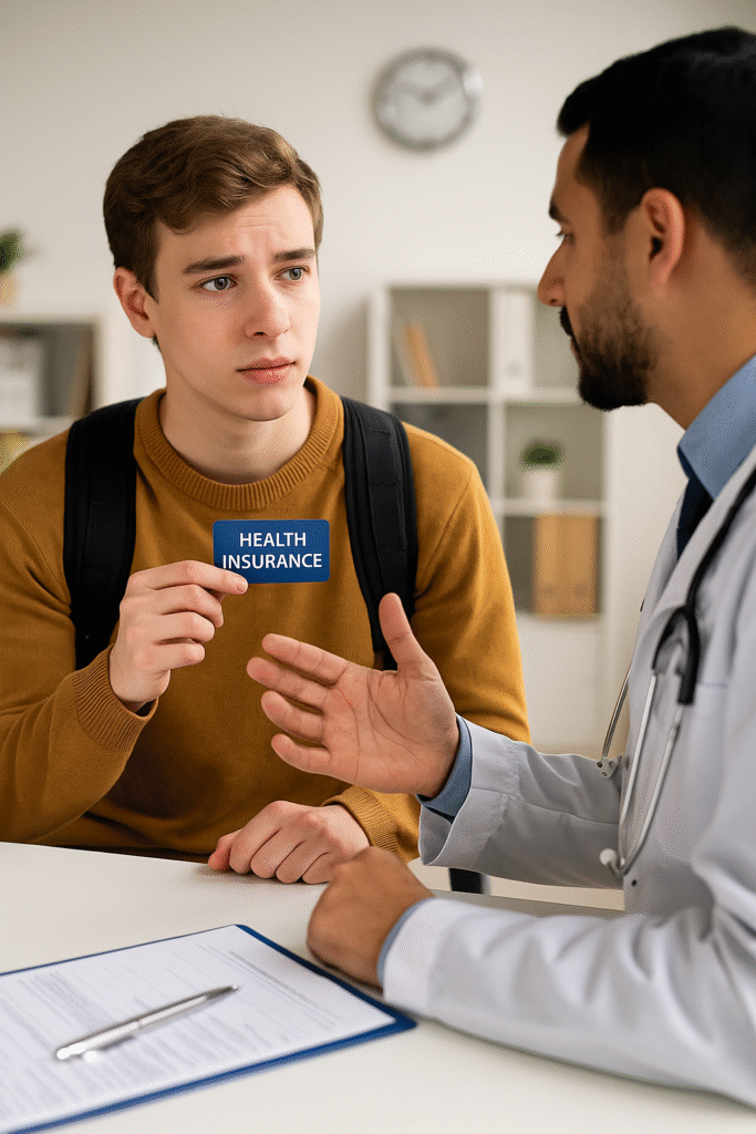 Student using health insurance in Canada for medical consultation
