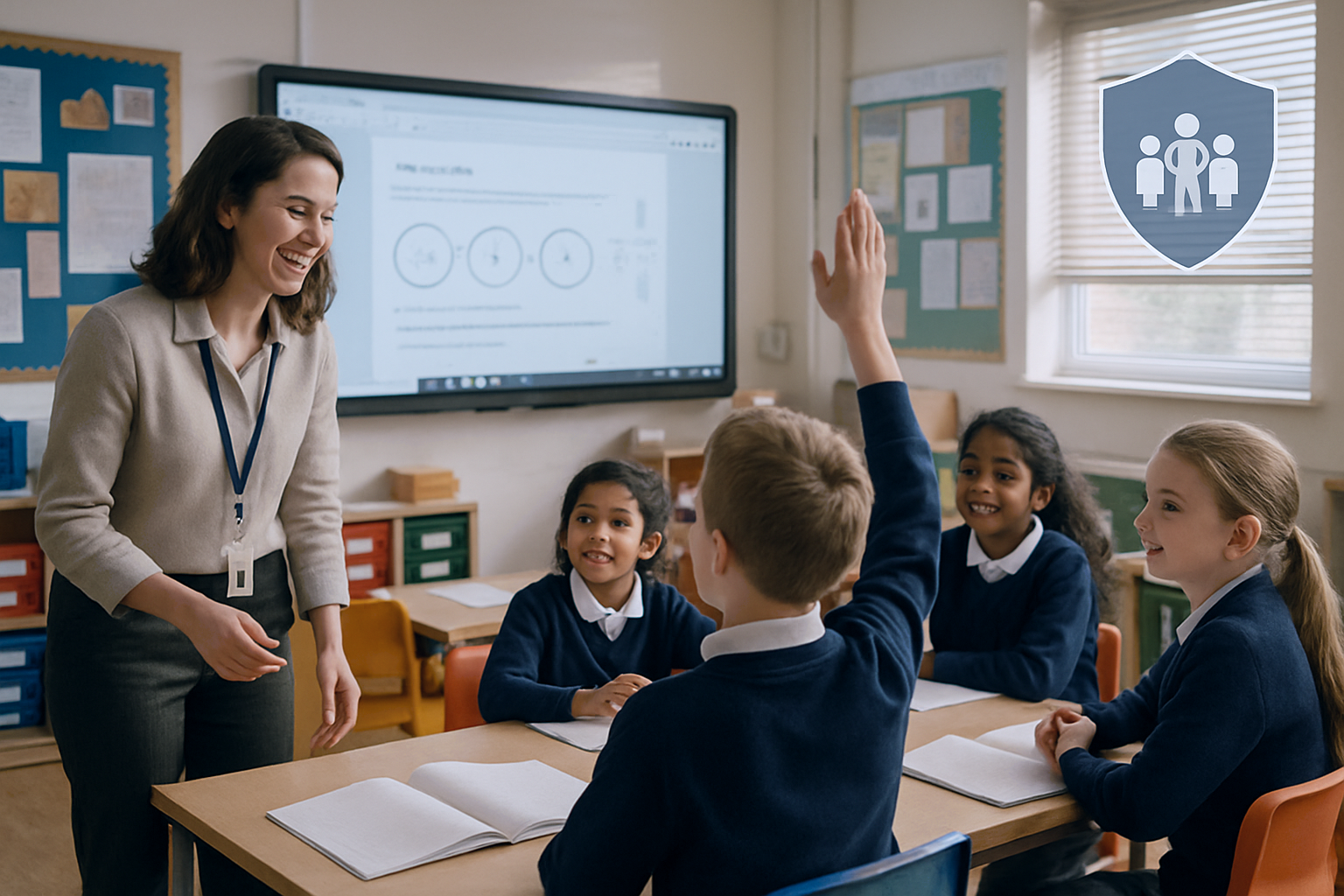 Teacher in UK classroom considering affordable life insurance for teachers in the UK