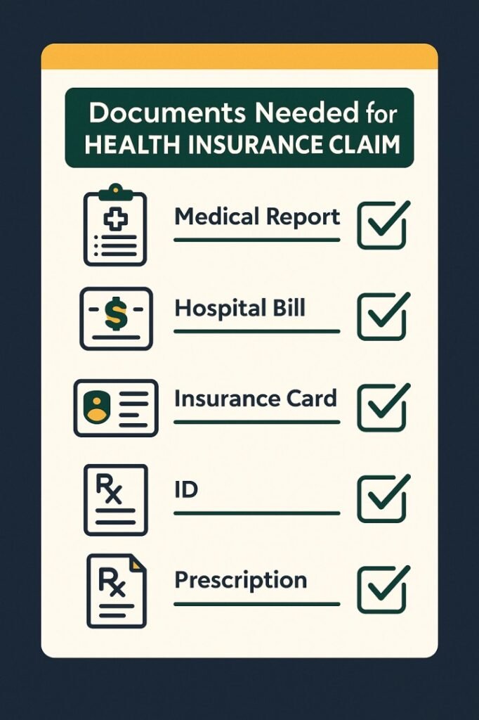 Required documents for filing a health insurance claim after surgery