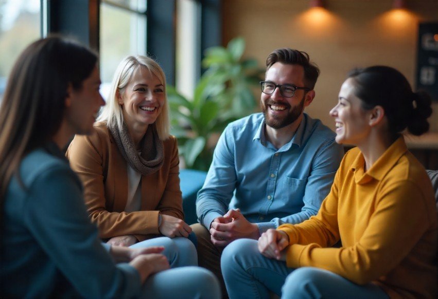  Happy UK freelancers enjoying peace of mind with Health Insurance for Freelancers.
