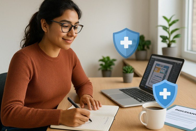 UK freelancer confidently managing their work and considering Health Insurance for Freelancers.