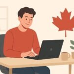 Canadian freelancer working on laptop, considering the Cheapest Life Insurance for Freelancers in Canada for financial security.