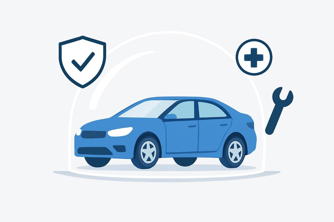 Car in a protective bubble, representing Full Coverage Car Insurance in the USA and comprehensive protection.