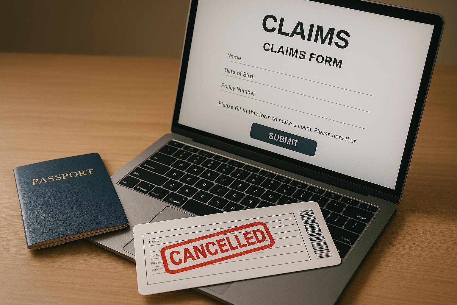 Traveler Filing a Claim for Trip Cancellation online after cancelling travel plans due to a covered reason.