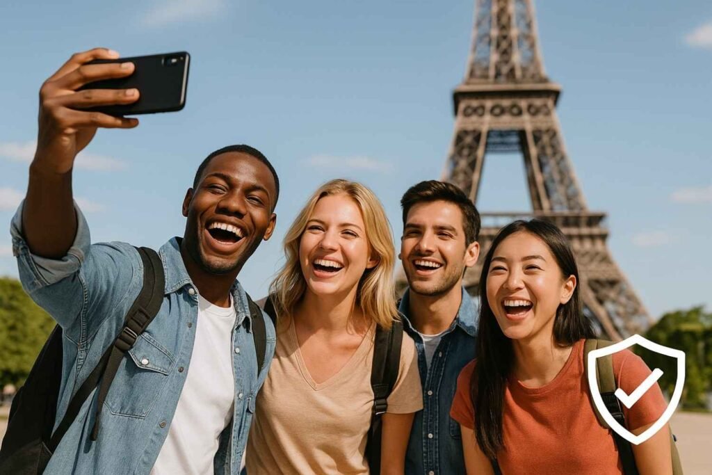 Excited students showcasing the adventure of studying abroad, highlighting the need for Travel Insurance for Students Studying Abroad