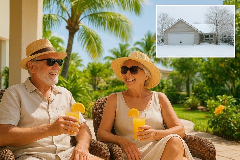 Snowbirds enjoying a warm climate while their US Seasonal Home Coverage protects their northern residence.