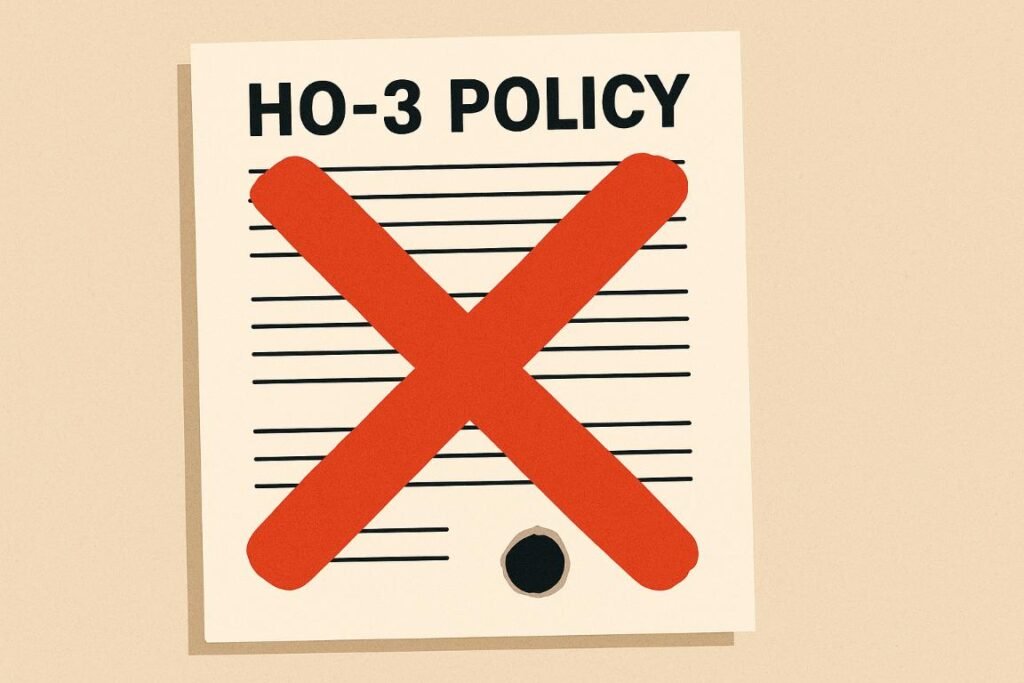 Graphic showing why standard homeowners insurance does not cover Airbnb Insurance US due to the commercial activity exclusion.