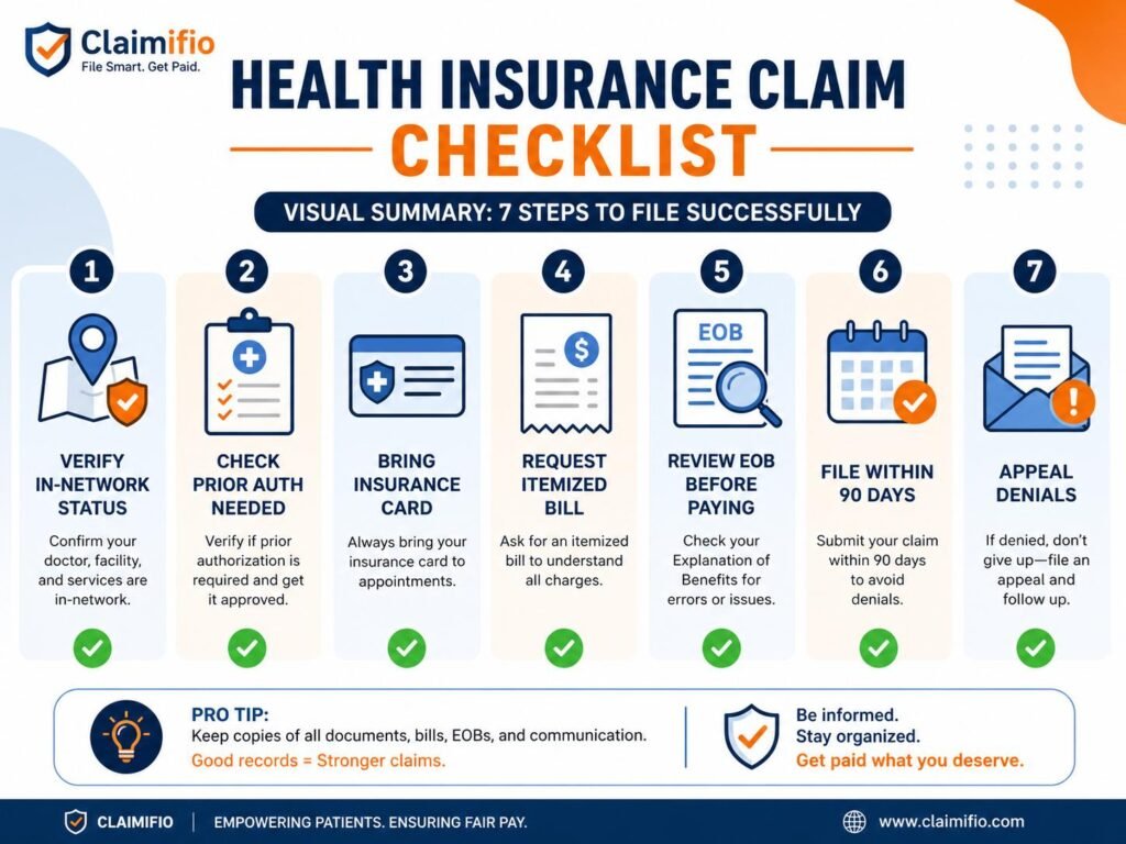 Health insurance claim checklist steps to file successfully